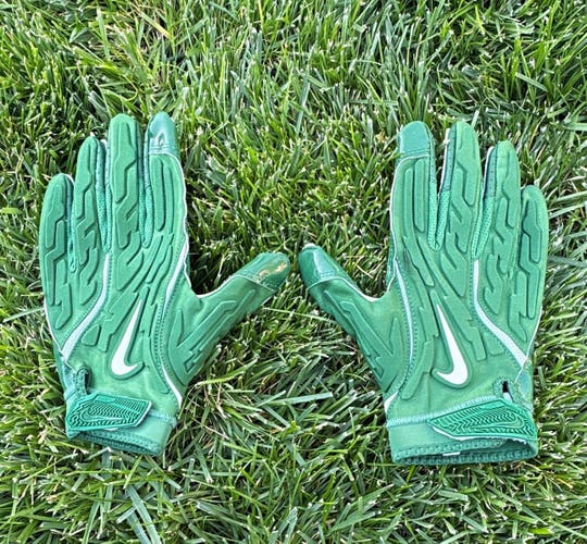 NFL Team Issued Green XL Adult Nike Superbad Gloves (Used)