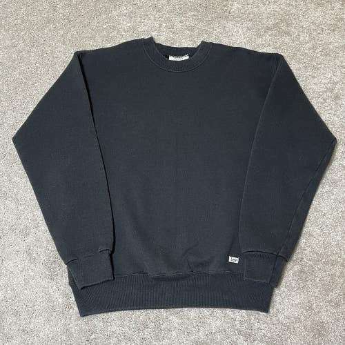 Vintage 90s Lee Heavyweight Blank Black Crewneck Sweatshirt Size Medium Plain