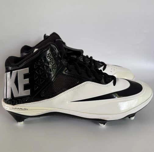 Nike Lunar Code Pro 3/4 D Football Cleats 12.5 Black White 579668-001 New