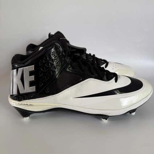 Nike Lunar Code Pro 3/4 D Football Cleats 11 Black White 579668-001 New