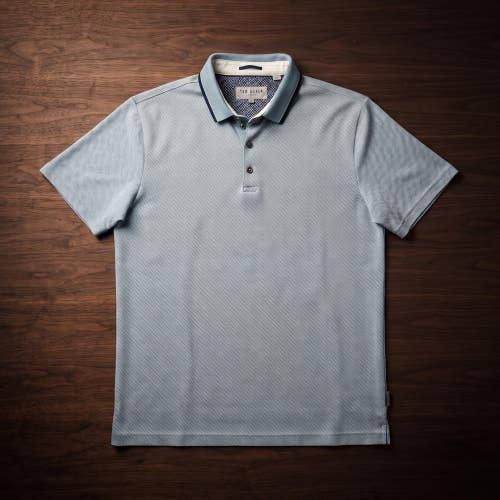 Ted Baker Mens 6 XL Blue Micro Stripe Polo Modal Blend Resortwear Old Money