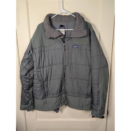 Patagonia Mens Puff Rider Insulated Quilted Jacket Gray Large Full Zip Puffer