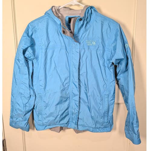 Mountain Hardwear Dry.Q Rain Jacket Blue Hooded Shell Youth L Fits Womens XS S
