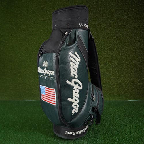 Rare Macgregor Tourney V-Foil Tour Staff Bag 9 Top 6 Way USA Flag + Rain Hood!!