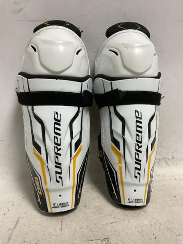 Used Bauer SUPREME 150 Junior Shin Guards White/Black/Yellow 11" 11855-S000212320