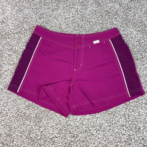 LL Bean Shorts Womens 8 Pink Purple Nylon Board Swim Hiking Outdoor Snap Gorp