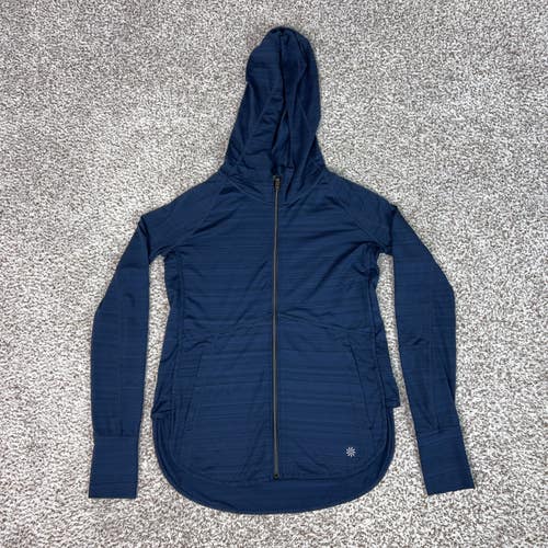 Athleta Jacket Womens Small Navy Blue Full Zip Pacifica Baja UPF Hooded Beach