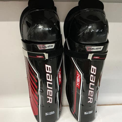 Used Bauer NSX Senior Shin Guards White/Black/Red 16" 11876-S000012543