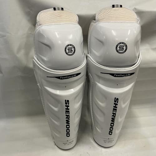 Used Sher-wood P.M.P 5030 FEATHER LITE Senior Shin Guards White 16" 11876-S000011196