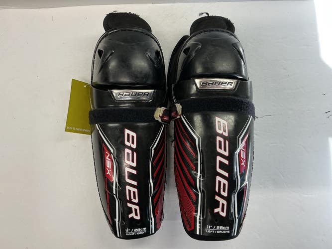Used Bauer NSX Junior Shin Guards Black And Red 11" 11876-S000012911