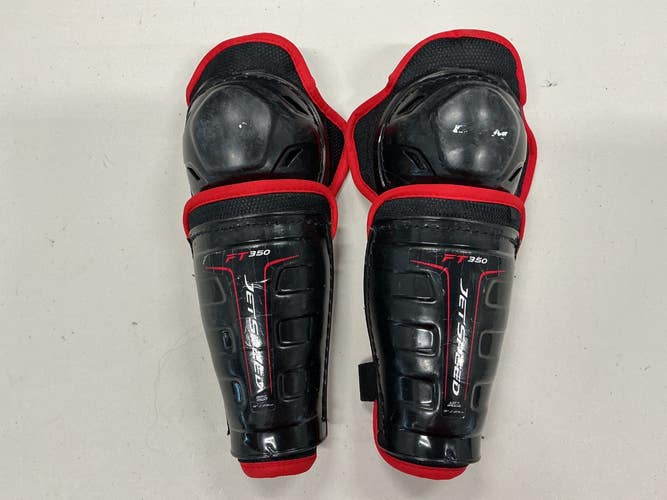 Used CCM JETSPEED FT350 Youth Shin Guards Black And Red 13" 11876-S000010752