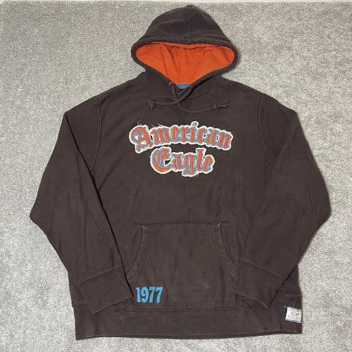 Vintage American Eagle Hoodie Sweatshirt Mens Size XL Brown Y2K Heavyweight Nice