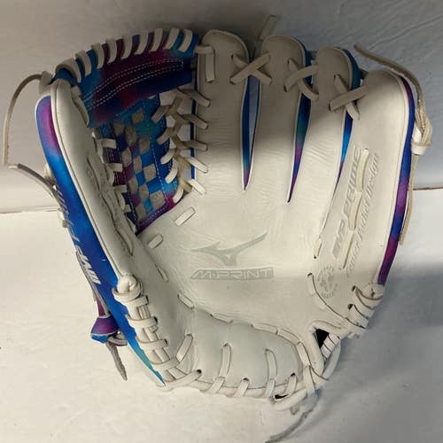 Used Mizuno MVP Prime GMVPF-10MP Fastpitch Glove RH Throw White And Royal Blue 12" 11876-S000012771