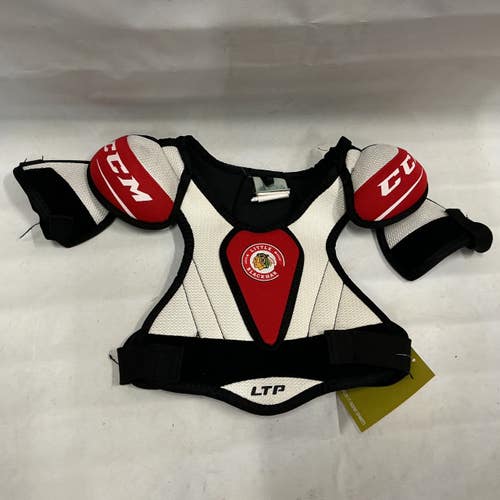 Used CCM LTP Youth Shoulder Pads Grey And Red LG 11876-S000012103