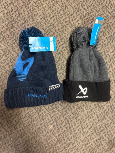 2-Pack Kids Unisex One Size Fits All Bauer Winter Hats(New)