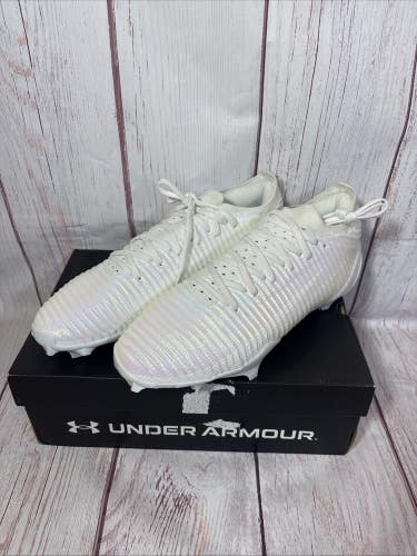 Under Armour Blur Pro 3028220-100 White Lace Up Football Cleats Men's Size 12