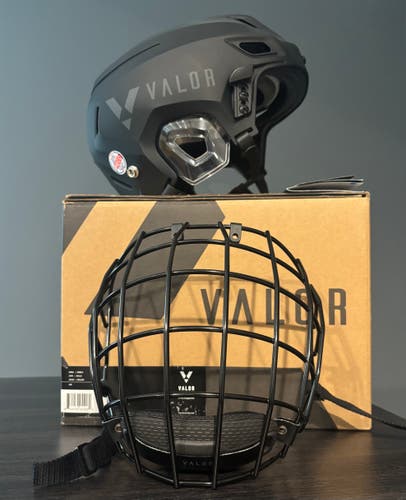 Valor Axiom Hockey Helmet with Cage, Men’s Medium, Matte Black