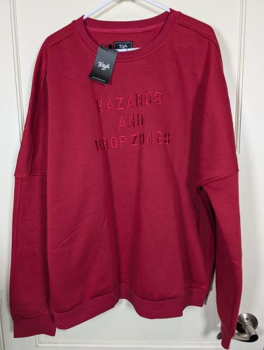 Waggle Golf Sweatshirt Crewneck Red Fleece Men's Size: 2XL Hazards & Drop Zone