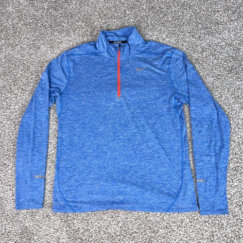 Nike Pullover Mens Large Blue Dri FIT Element 1/2 Zip Thumbholes Running Gym Top