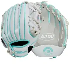 New Wilson A200 EZ Catch 10" Youth Tee Ball Glove Left Hand Throw White/Lt Blue 11735-WILWBW10142510