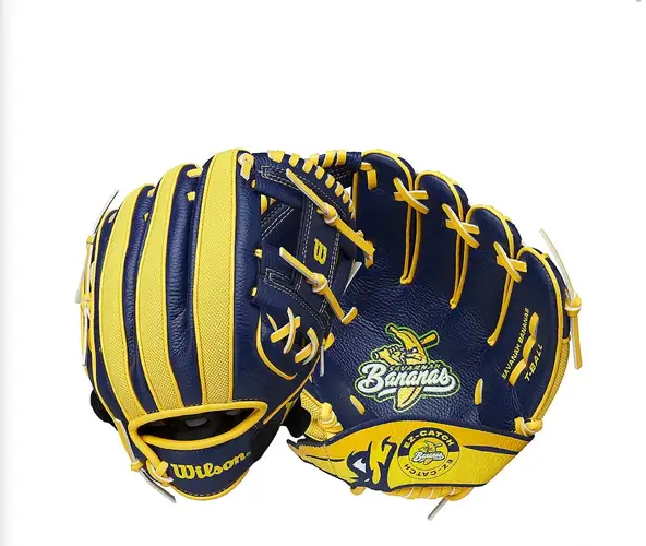 New Wilson A200 EZ Catch Savannah Bananas 10" Tee Ball Glove RH Throw Navy 11735-WILWBW10135910