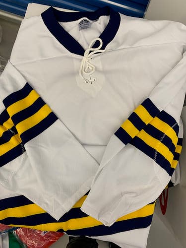 Winnipeg Jets Blue and Michigan white adult large