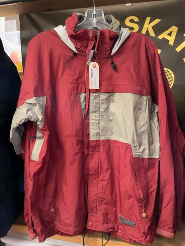 REI Hooded Rain Jacket Mens M Red Beige