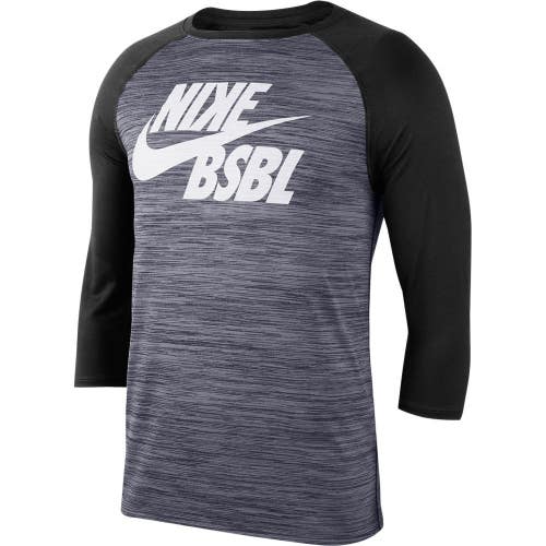 Nike Velocity Legend Shirt's Men's XL Gray Black 3/4 Sleeve Performance DSGL269