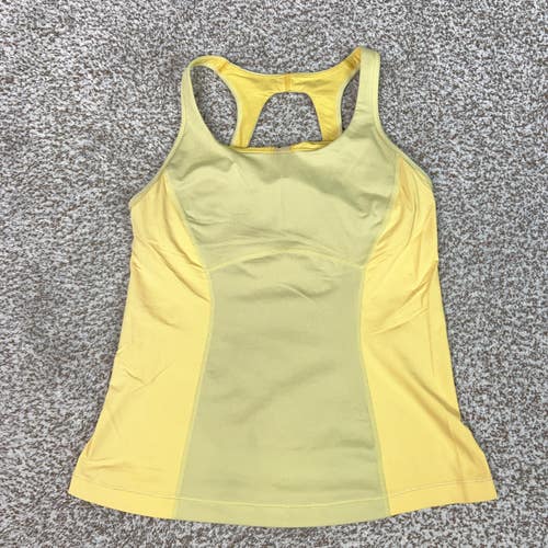 Lululemon Tank Top Womens 10 Yellow Racerback Built In Bra Yoga Gym Run Athletic