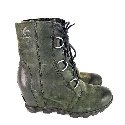 Sorel Joan Of Arctic Wedge II Ankle Boots Women's Black Leather Size: 9.5