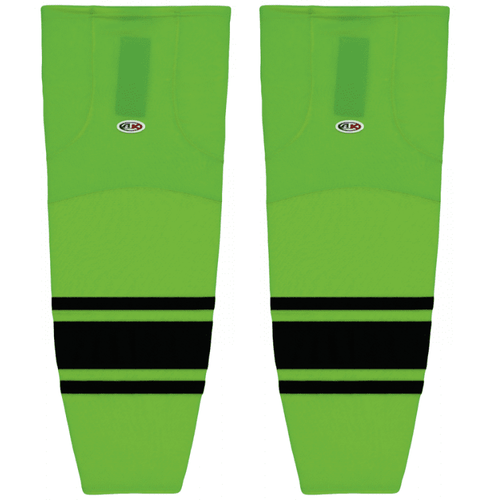 Athletic Knit HS2100-269 Lime Green/Black Mesh Ice Hockey Socks - Youth 21"