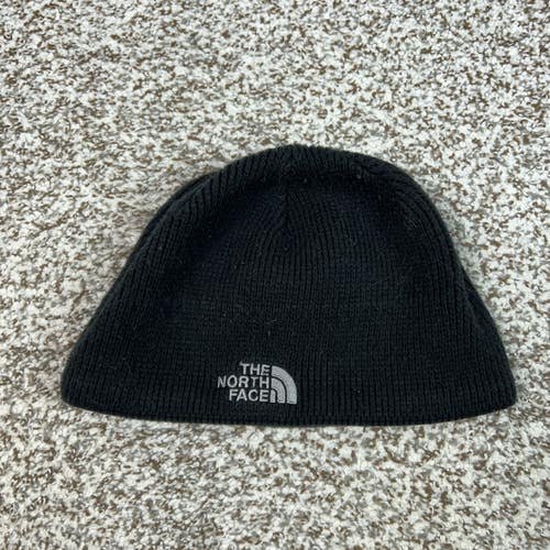 North Face Beanie Mens One Size Black Fleece Lined Knit Hat Logo Winter Outdoor