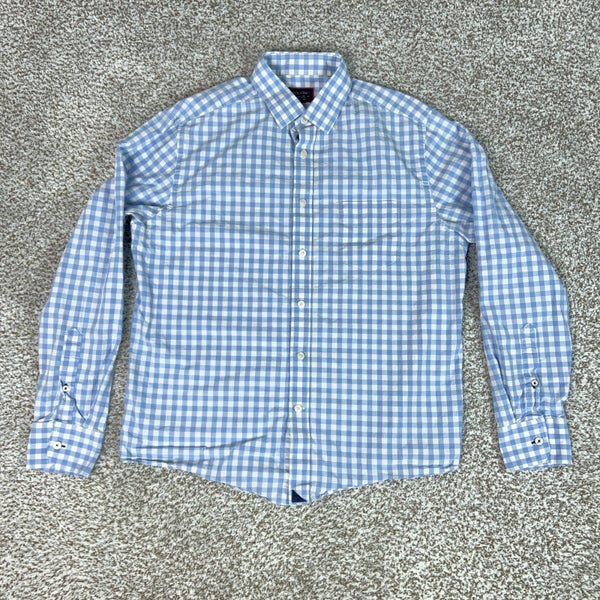 UNTUCKit Shirt Mens Medium Blue White Gingham Check Button Up Pocket Casual Work