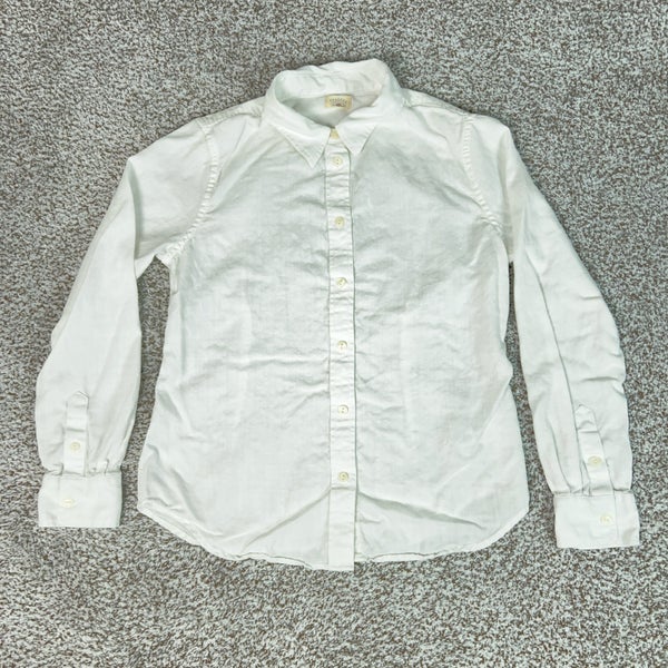 Faherty Shirt Mens Medium White Linen Blend Button Up Long Sleeve Coastal Top